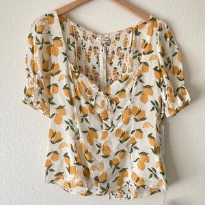 Lemon Print Reformation blouse